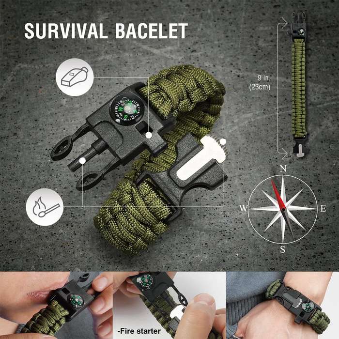 Paracord Survival Flint & Steel 5 in 1 Armband
