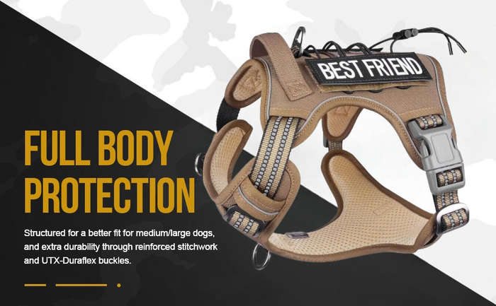 Tactical Dog Harness with Velcro - Khaki