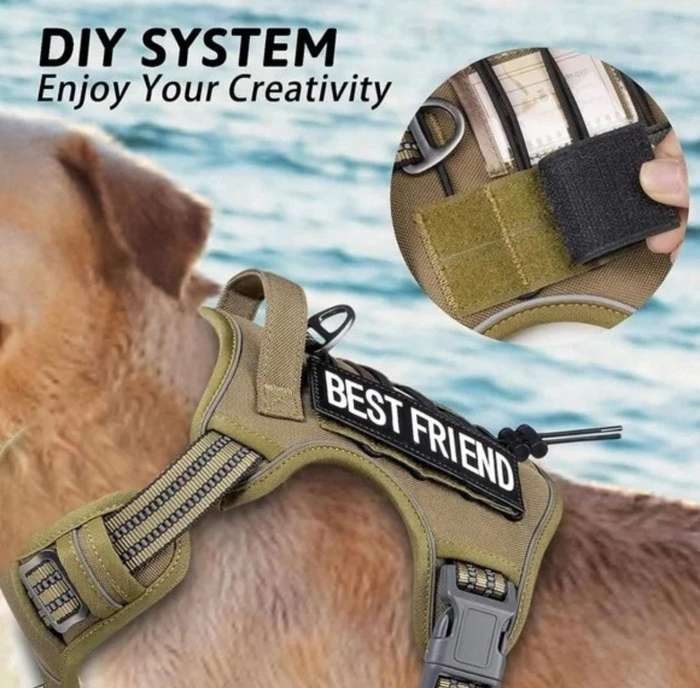 Tactical Dog Harness with Velcro - Khaki