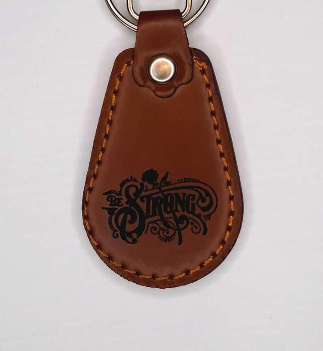 Engraved Leather Keyring - Half Oval Shape