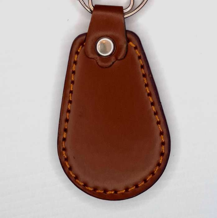 Engraved Leather Keyring - Half Oval Shape