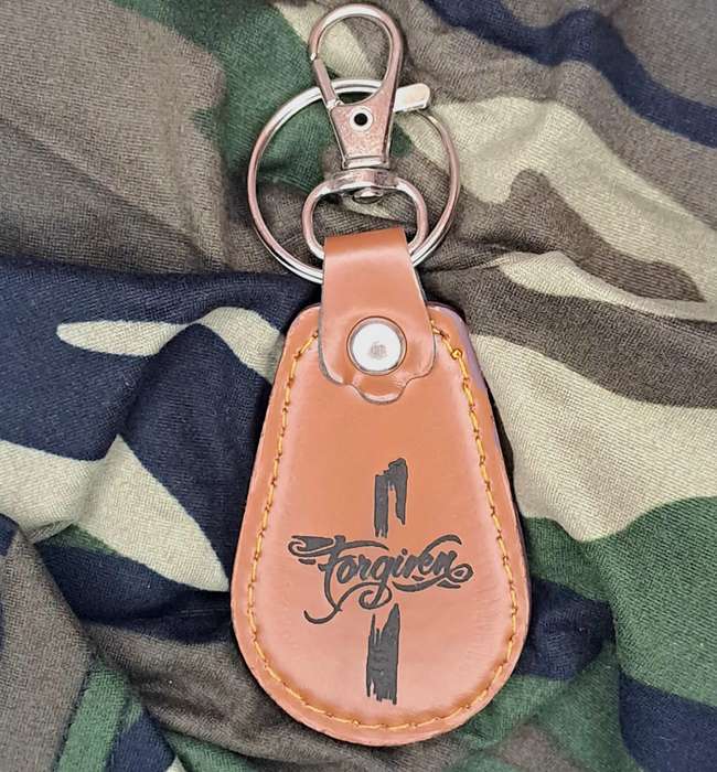 Engraved Leather Keyring - Half Oval Shape