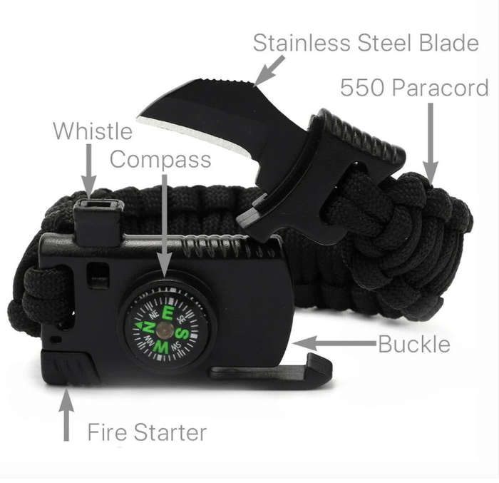 Paracord Survival Tactical 5 in 1 Armband with rope knife
