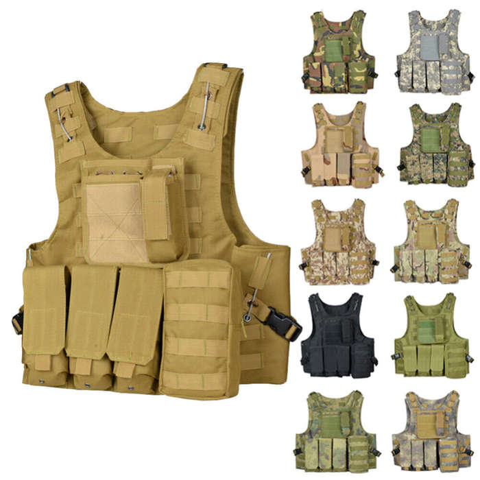 Tactical Vest Adjustable Military Molle Assault Combat Gear Swat Plate Carrier