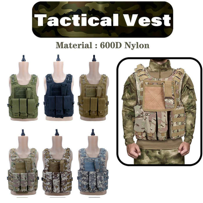 Tactical Vest Adjustable Military Molle Assault Combat Gear Swat Plate Carrier