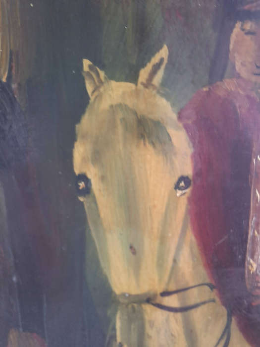 Horse hunt hand painted container