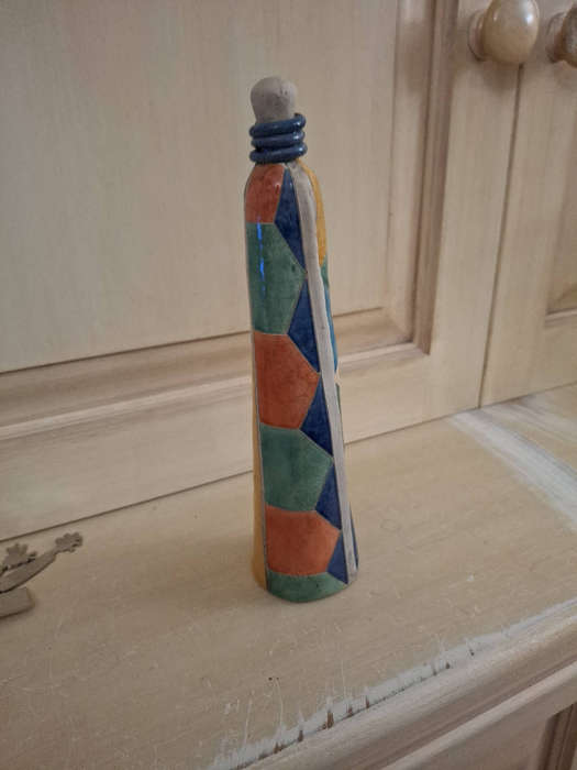 Raku Sgraffito pottery figurine