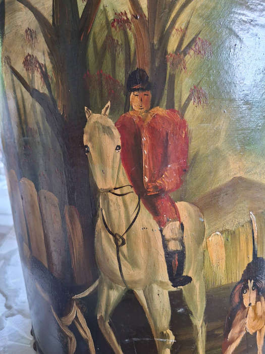 Horse hunt hand painted container