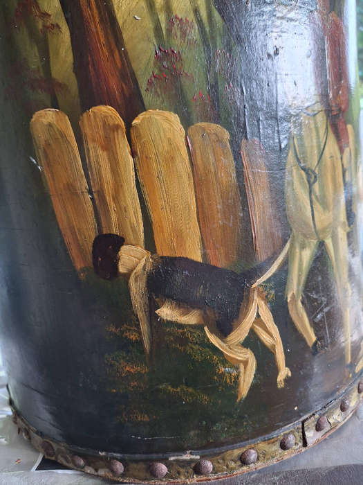 Horse hunt hand painted container