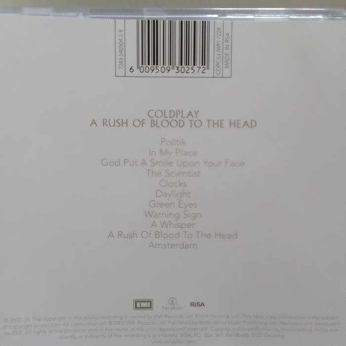 Coldplay (CD) A Rush Of Blood To The Head