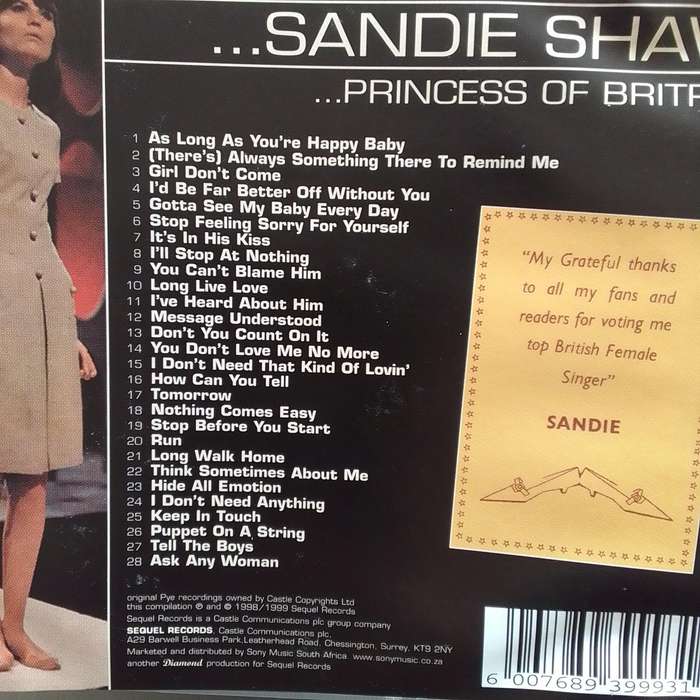 Sandie Shaw (CD) Princess Of BritPop