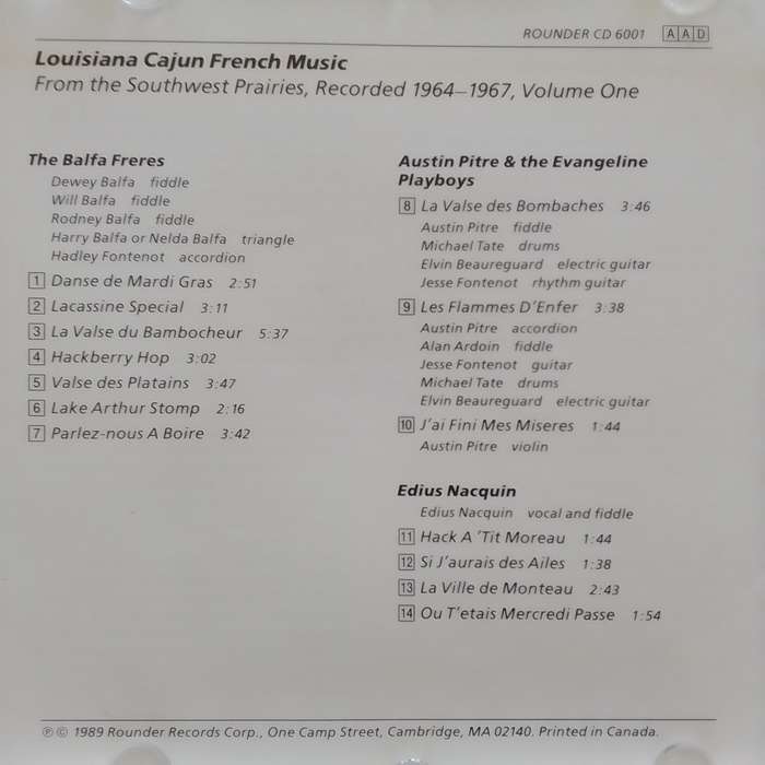 Louisiana Cajun French Music (CD) Volume One