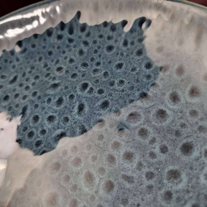 34cm Large Blue Reactive Glaze Stoneware Dinner Plates  Modern Designer Style (Set of 6)