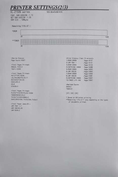 Brother Laser Printer with 90% level toner