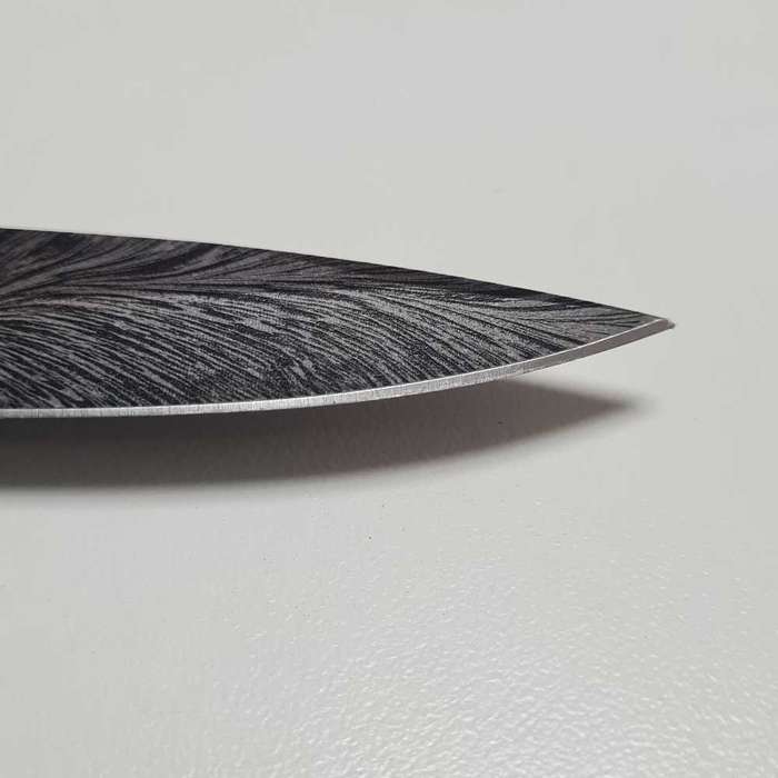 CHONGMING Black Titanium Feather Pattern Blade Folding Knife