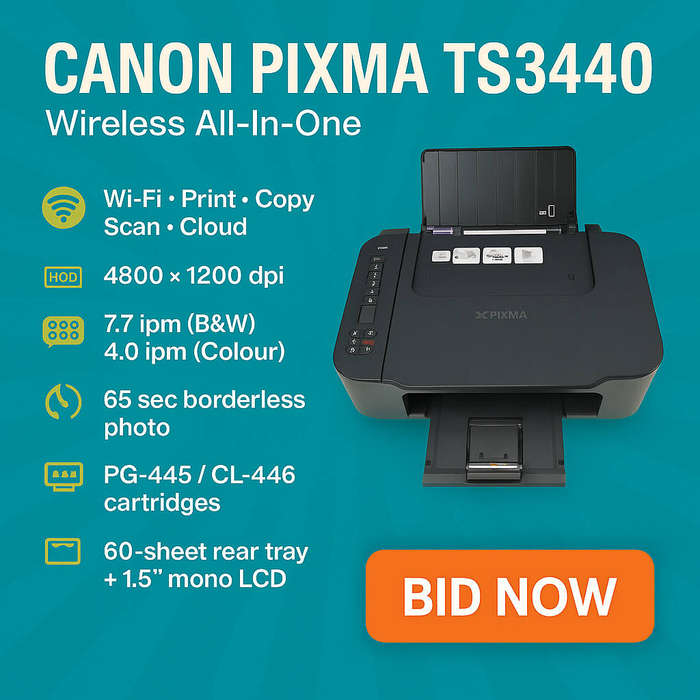 Wireless CANONPIXMA TS3440 Colour All-in-One Printer