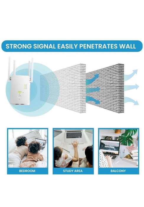 1200Mbps Wireless WiFi Range Extender Repeater-Q-W012 AC Duo-Bands 2.4/5ghz - White