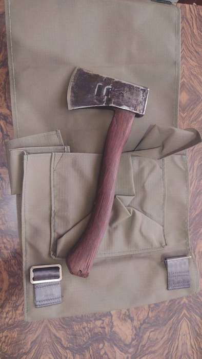 Vintage German Axe Rheinland Small Hatchet Bushcraft Camping Tactical Antique with green bag