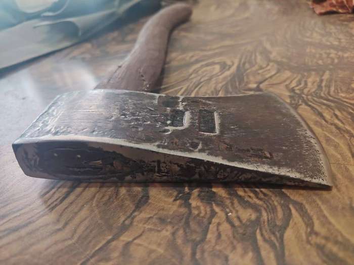 Vintage German Axe Rheinland Small Hatchet Bushcraft Camping Tactical Antique with green bag