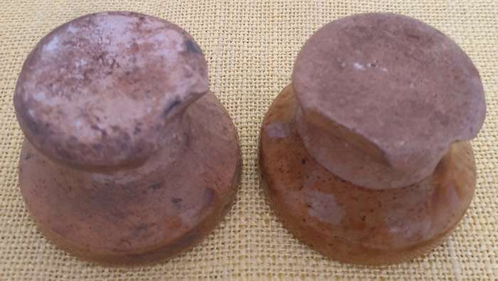 2 x very old David Storer & sons (London) stoneware jug lids