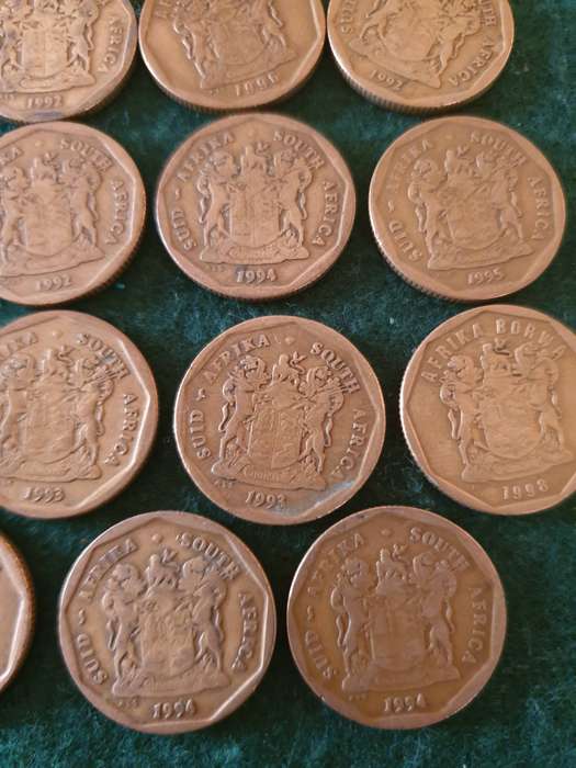 29 x South African 50c coins (1991 to 1998)