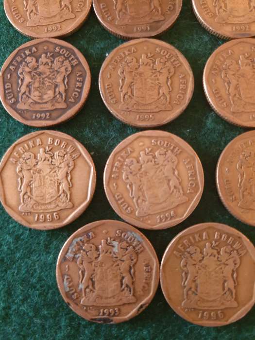 29 x South African 50c coins (1991 to 1998)