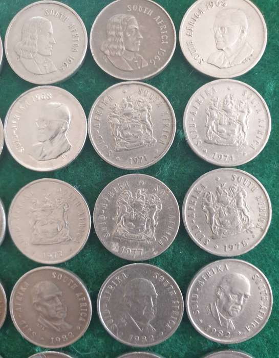 36 x South African 5c coins (1965 to 1988)