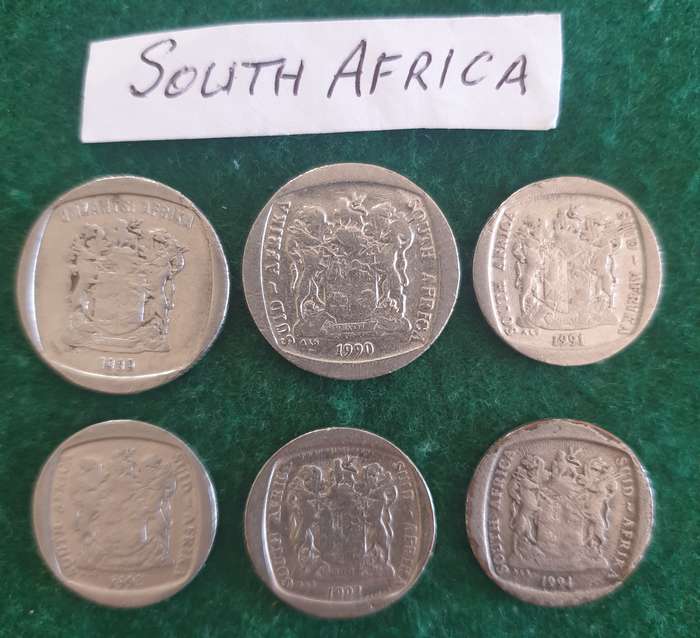 6 x South African R1-00 and R2-00 coins