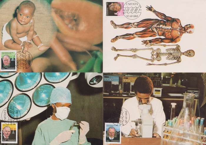 Maxi Card Set of 4 Transkei 1985 Famous People of Medicine