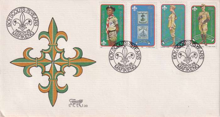 FDC Transkei  1982 The 75th Anniversary of Boy Scout Movement and 125th Anniversary of the Birth of