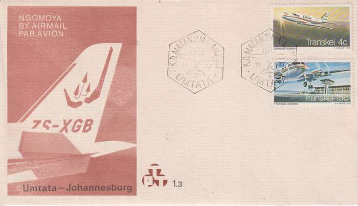FDC Transkei 1977 Transkei Airways - First Flight from Umtata to Johannesburg