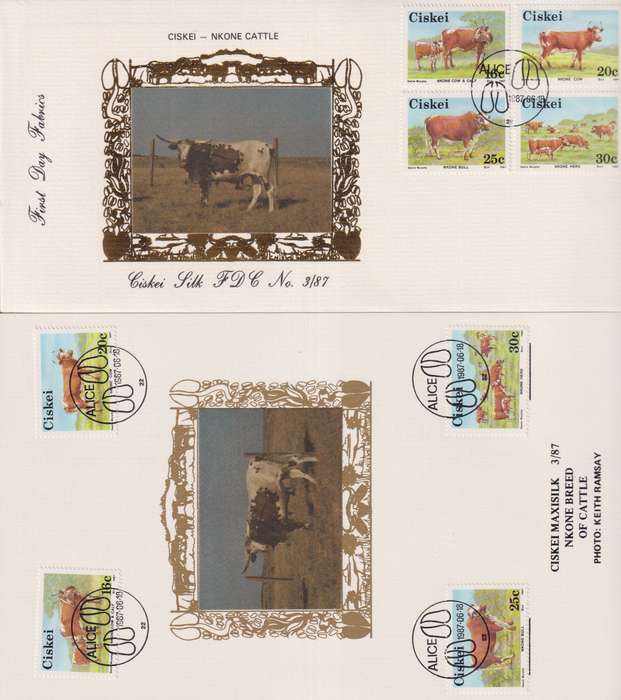 FDC Silk Limited Edition Ciskei 1987 Nkone Cattle