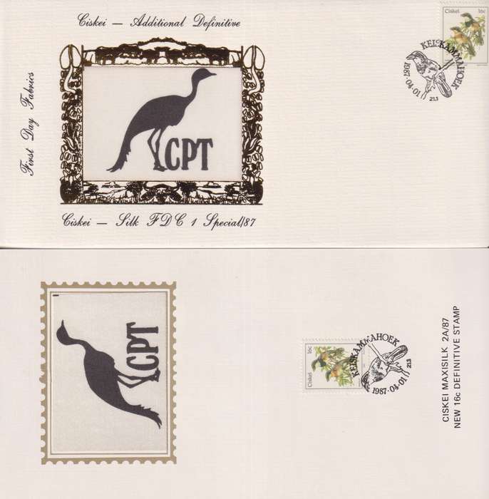 FDC Silk Limited Edition Ciskei 1987 Birds - Cape Batis