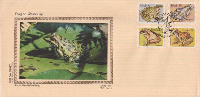 FDC Silk Limited Edition Venda 1982 Frogs