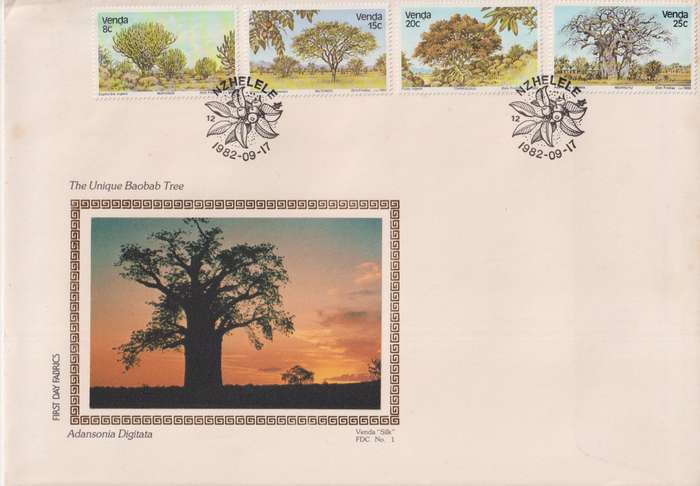 FDC Silk Limited Edition Venda 1982 Trees