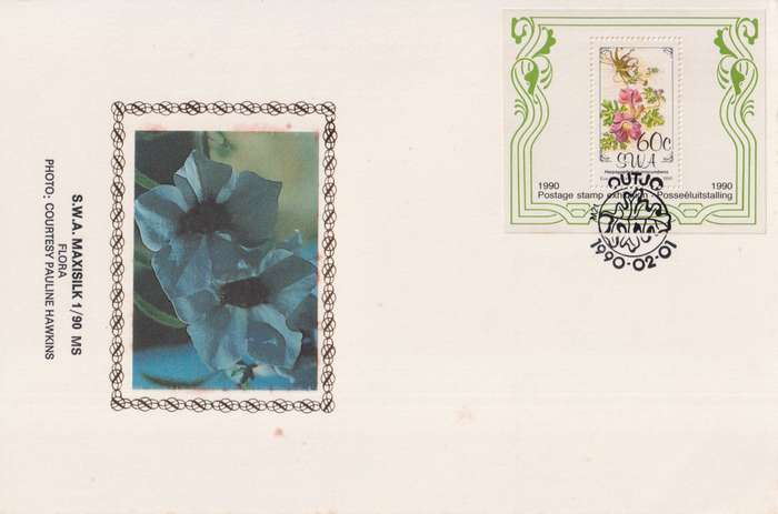 First Day Sheet Silk Limited Edition SWA 1990 Flowers - Fluorescent Paper