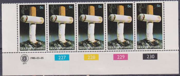 Stamp Control Blocks Bophuthatswana 1980 Anti-smoking Campaign