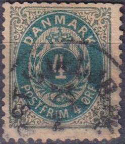 Stamp Denmark 1875 Royal Emblem - Value in "ØRE"