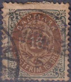 Stamp Denmark 1875 Royal Emblem - Value in "ØRE"