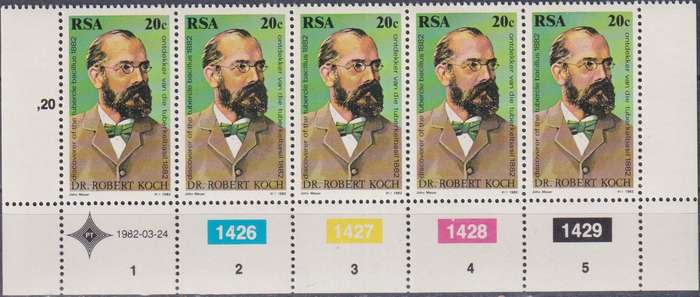 Stamp Control Blocks RSA  1982 The 100th Anniversary of the Discovery of Tubercle Bacillus