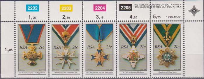 Stamp Control Blocks RSA 1990 National Orders