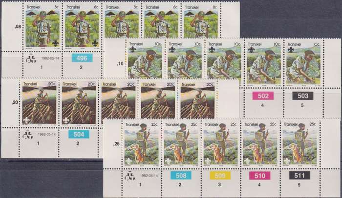 Stamp Control Blocks Transkei 1982 The 75th Anniversary of Boy Scout Movement