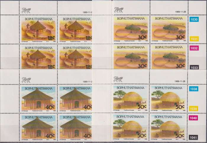 Stamp Control Blocks Bophuthatswana 1989 Traditional Houses
