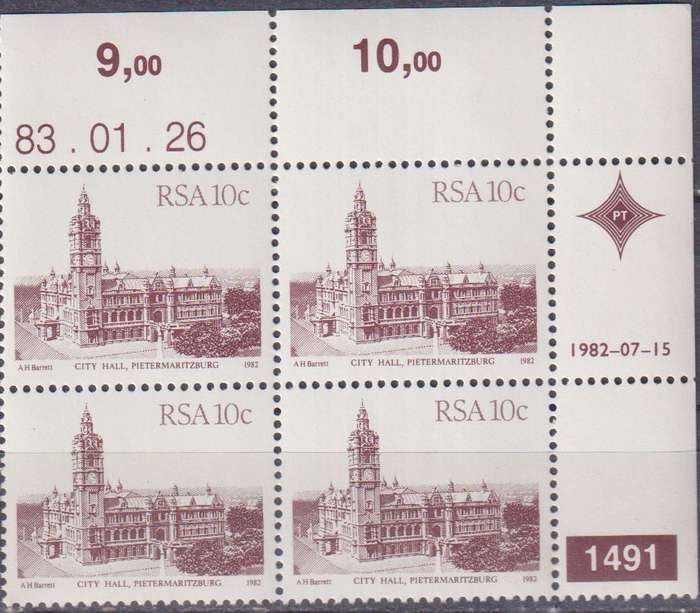 Stamps Control Blocks 1982 -1987 South African Architecture