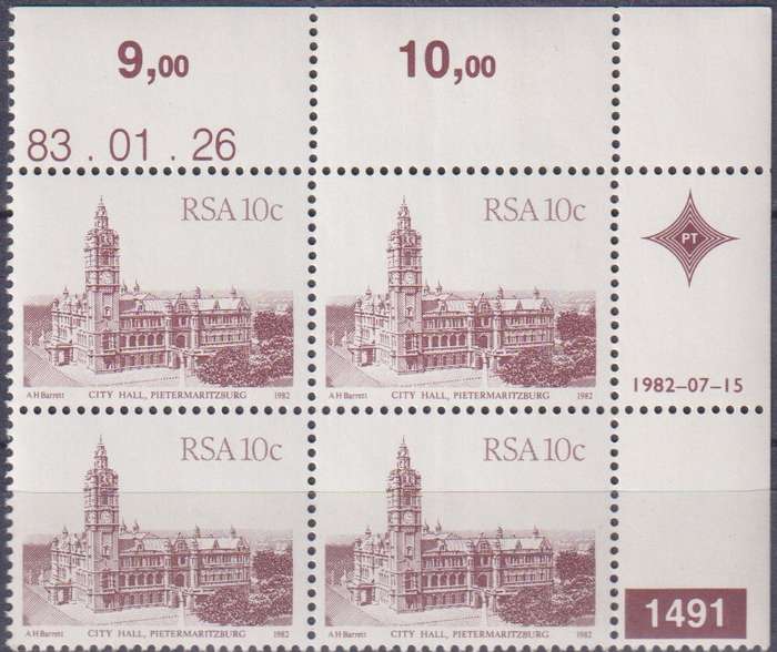 Stamps Control Blocks 1982 -1987 South African Architecture