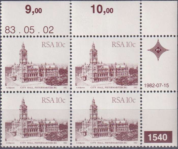 Stamps Control Blocks 1982 -1987 South African Architecture