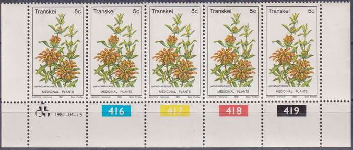 Stamps Control Blocks Transkei 1981 Medicinal Plants