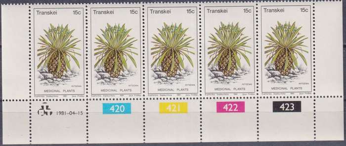 Stamps Control Blocks Transkei 1981 Medicinal Plants