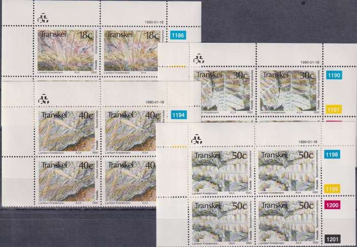 Stamps Control Blocks Transkei 1990 Fossil Plants