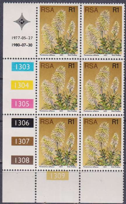Stamp Control Blocks RSA 1977 Flora - Protea Plants